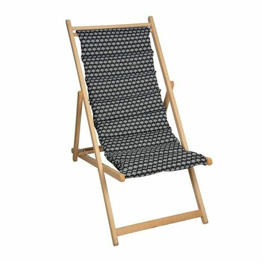 [S7103614] Sun-lounger Jardin Prive Helsinki Canvas beech wood Black/White (106 x 55 x 95 cm)
