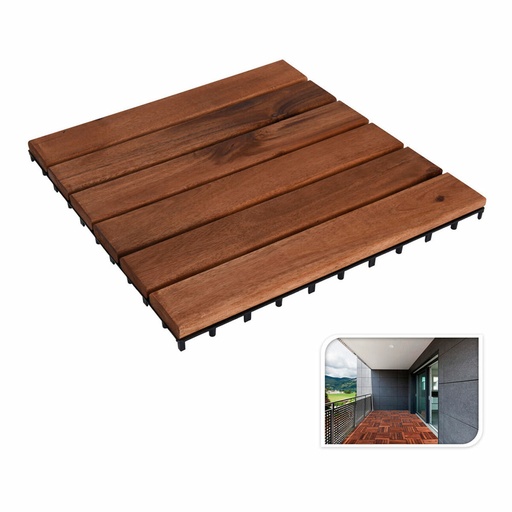 [S7911454] Interlocking Floor Tile Progarden Brown Acacia 9 Pieces (30 x 30 cm)