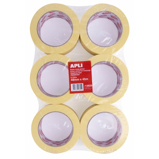 [S8400543] Adhesive Tape Apli Bodywork Male Painter Yellow 6 Pieces 48 mm x 45 m