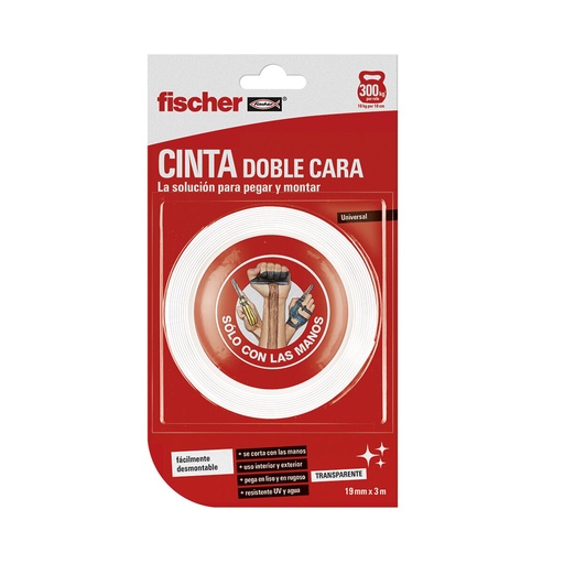 [S7903999] Double Sided Tape Fischer 3 m x 19 mm White