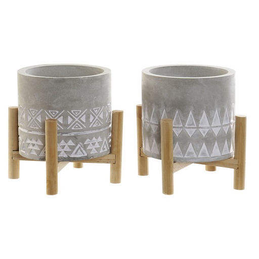 [S3042632] Candle DKD Home Decor Grey Wood Brown Cement Aluminium Wax (10 x 10 x 12 cm) (2 Units)