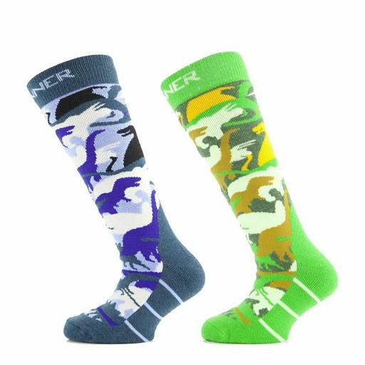[S6488423] Sports Socks Sinner Dino Blue Green Children's 2 Units Ski