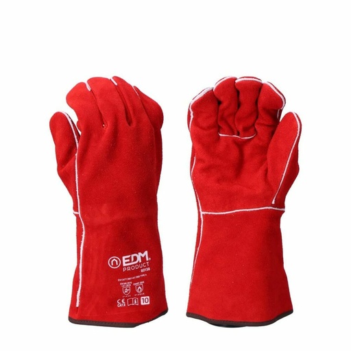 [S7919016] Work Gloves EDM Red Kevlar Cotton Suede Welders