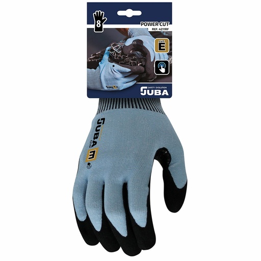 [S7919009] Work Gloves JUBA K-Rock Blue Black Blue/Black Nitrile Touchpad