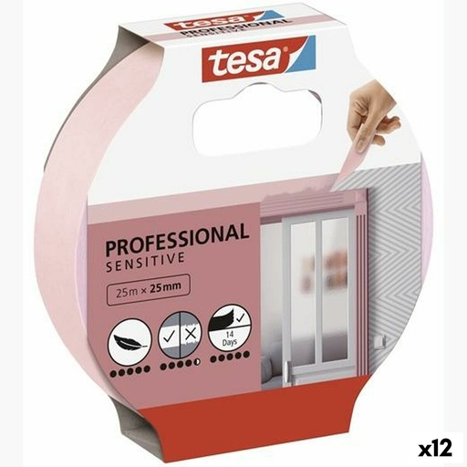 [S8422990] Adhesive Tape TESA Professional Sensitive Male Painter Pink 12 Units 25 mm x 50 m