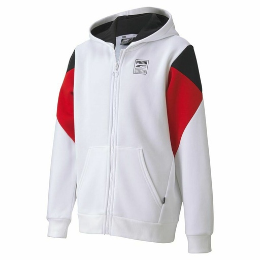 [S6485809] Children's Sports Jacket Rebel Puma Block Full-Zip Hoodie  White