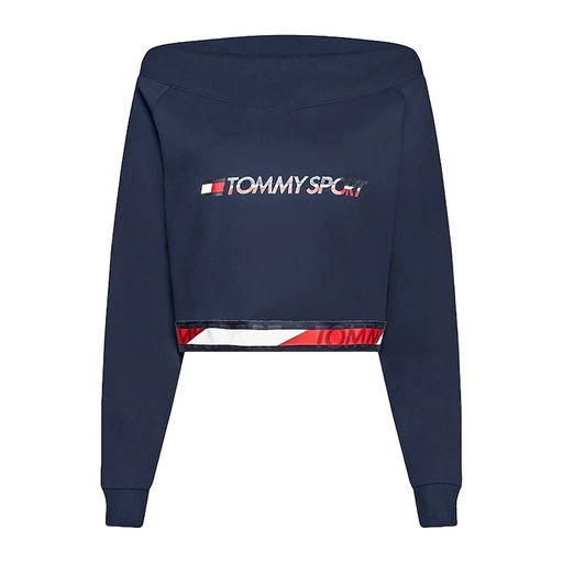 [S6486491] Women’s Sweatshirt without Hood Tommy Hilfiger Crop V Neck Dark blue