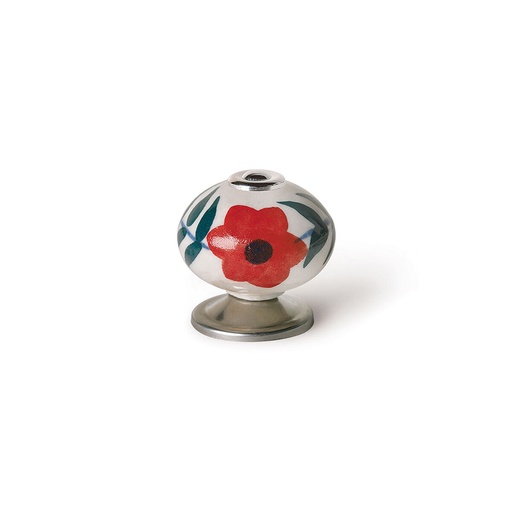 [S7912586] Doorknob Rei e500 Red Metal Flower Ø 40 x 36 mm 4 Pieces