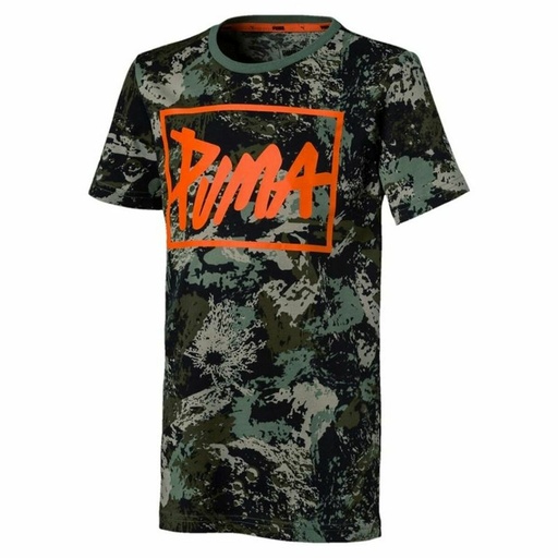 [S6484990] Child's Short Sleeve T-Shirt Puma  Style Graphic  Green