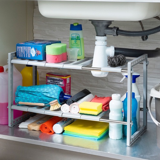 [V0103677] Extendable Under-Sink Shelf Unit Shibblek InnovaGoods 2 Shelves