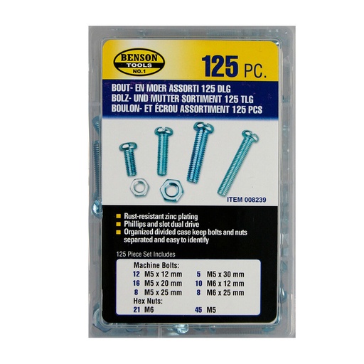 [S7901509] Set Bensontools Screws and nuts 125 Pieces