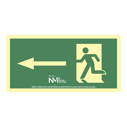 [S7907514] Sign Normaluz Evacuación flecha izquierda PVC 32 x 16 cm