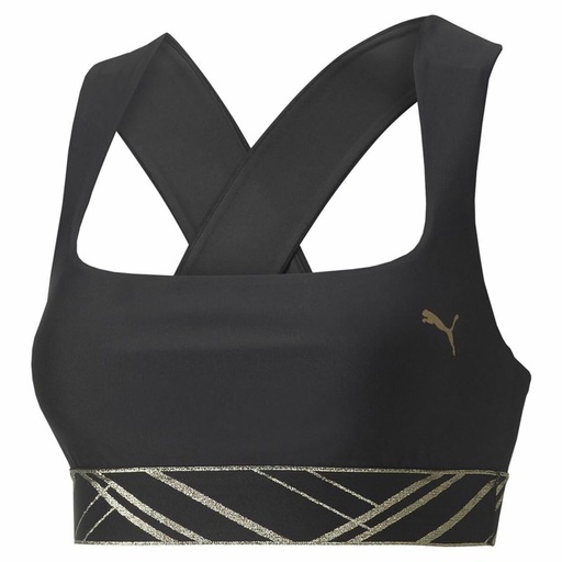 [S6472067] Sports Bra Puma Mid Impact Deco Glam Black