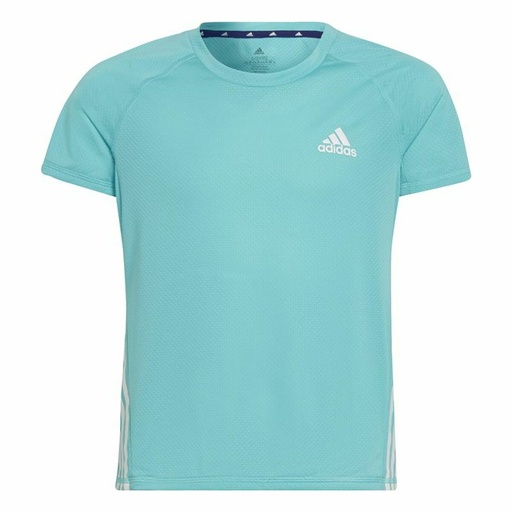 [S6468271] Child's Short Sleeve T-Shirt Adidas Aeroready Three Stripes Aquamarine