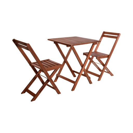 [S7910383] Table set with 2 chairs EDM Brown