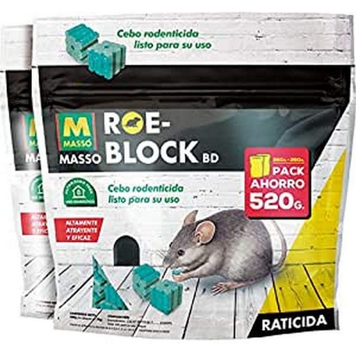 [S7905639] Rat Poison Massó Roe-Block 260 gr + 260 gr 520 g