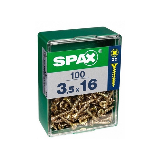 [S7913885] Box of screws SPAX Yellox Wood Flat head 100 Pieces (4 x 20 mm)