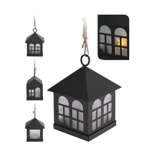 [S7900871] Lantern Decoration With Light Black Metal