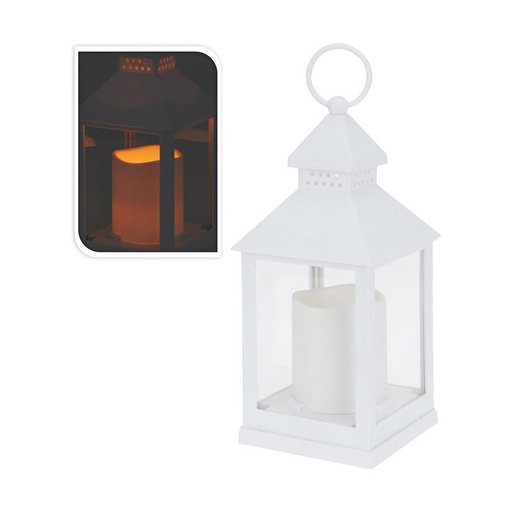[S7901276] Lantern LED Candle White Metal