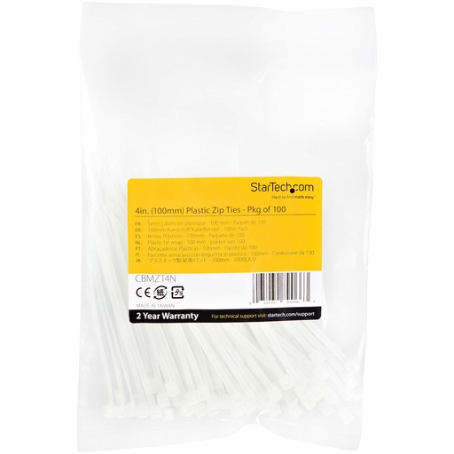 [S55058994] Nylon Cable Ties Startech CBMZT4N              White