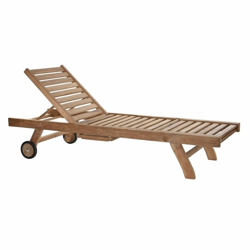 [S3033470] Sun-lounger DKD Home Decor Brown With wheels Teak (200 x 65 x 36 cm)