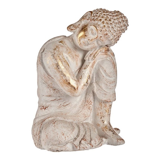 [S3610546] Decorative Garden Figure Ibergarden CC20446 White Golden Polyresin 28,5 x 43,5 x 37 cm Buddha