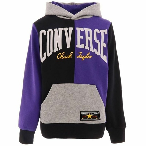 [S6446516] Hooded Sweatshirt for Girls Converse Throwback Split Block Black Multicolour